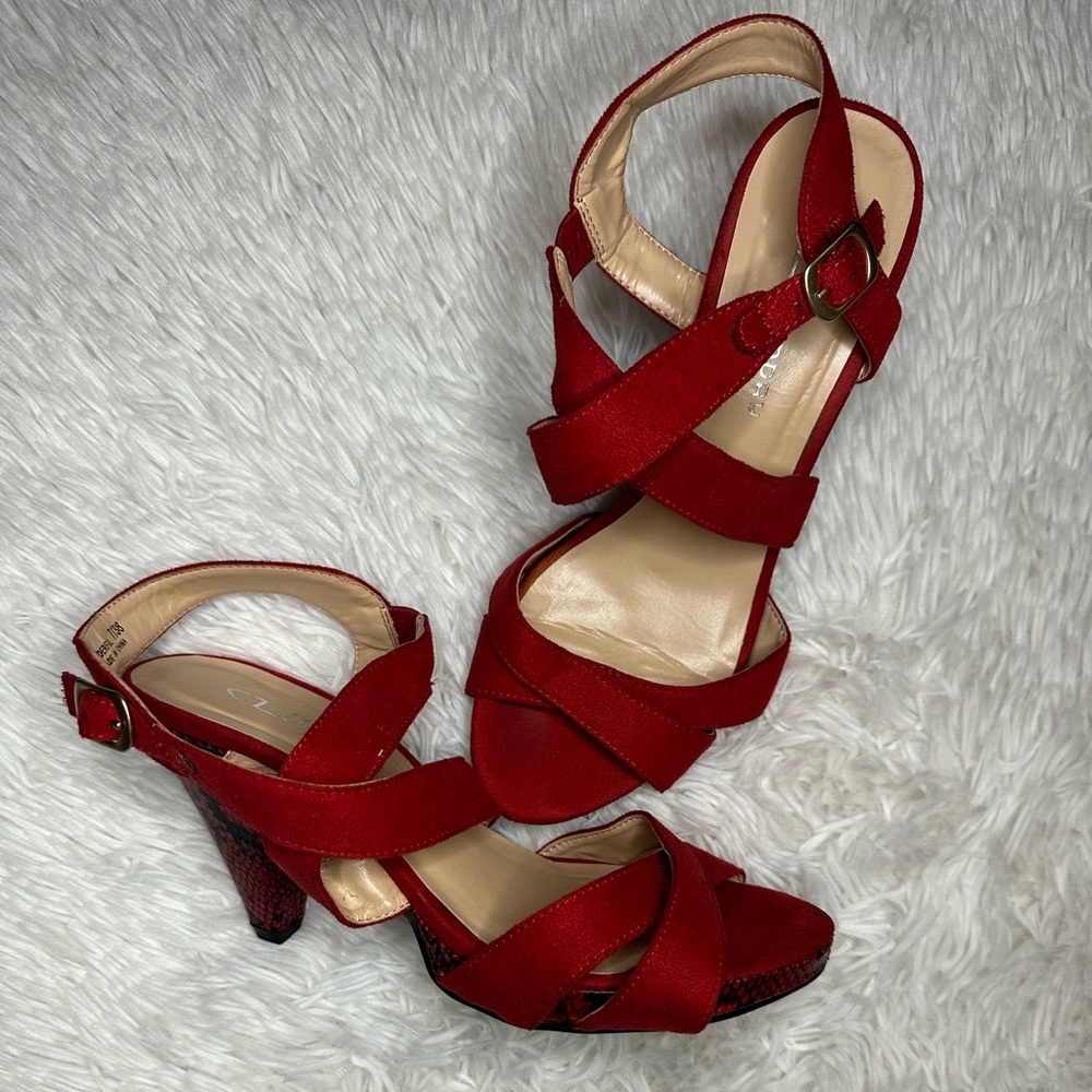 CL by Laundry Red Strappy Heels